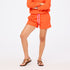 Barb red sweatshort with embroidered heart in cotton loop terry - Shop women's cute sweatshorts by Kerri Rosenthal