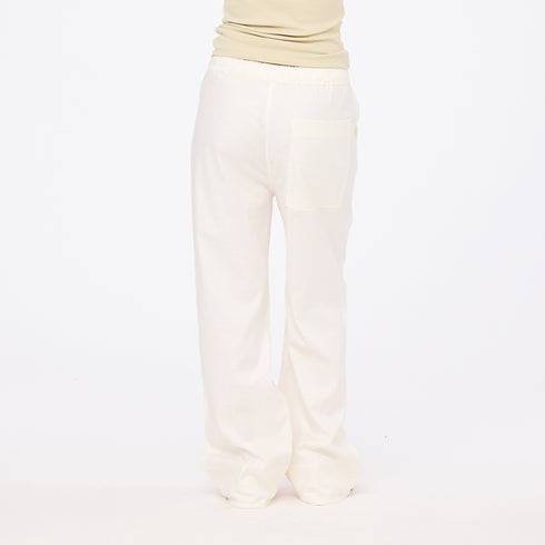 Coast white cotton palazzo pants in linen blend with elastic waist - Shop women's cute palazzo pants by Kerri Rosenthal