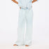Light blue wide leg palazzo pants in cotton denim with drawcord waist - Shop cute cotton palazzo pants by Kerri Rosenthal