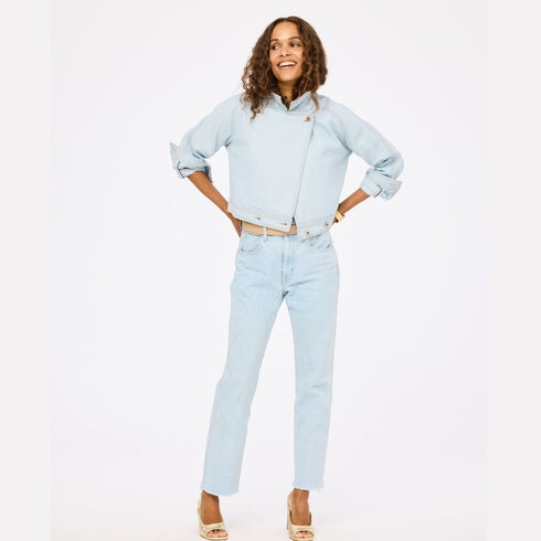 Double-breasted light blue jacket in 100% cotton denim - Shop women's cute denim jackets by Kerri Rosenthal