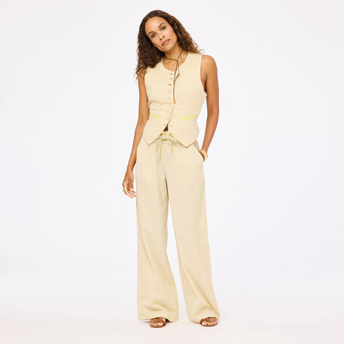 Coast sleeveless beige vest for lady in 100% cotton with a button front - Shop women's cute vest tops by Kerri Rosenthal