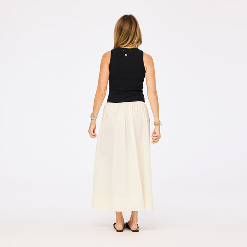 Black and off-white sleeveless maxi dress with heart embroidery - Shop womens cute maxi dresses by Kerri Rosenthal