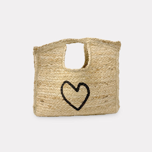 imperfect heart beige jute beach bag with wide handles - Shop women's cute jute tote bags by Kerri Rosenthal