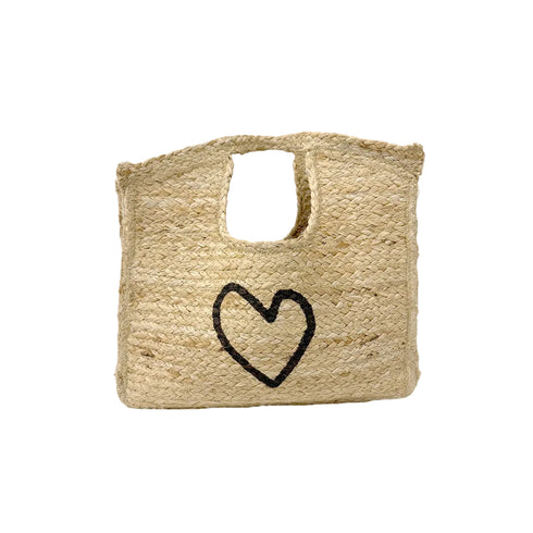 imperfect heart beige jute beach bag with wide handles - Shop women's cute jute tote bags by Kerri Rosenthal