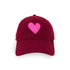 KR Burgundy Imperfect Pink Heart Hat 100% cotton - Cute baseball cap hats for women by Kerri Rosenthal