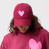 KR Burgundy Imperfect Pink Heart Hat 100% cotton - Cute baseball cap hats for women by Kerri Rosenthal