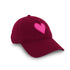 KR Burgundy Imperfect Pink Heart Hat 100% cotton - Cute baseball cap hats for women by Kerri Rosenthal