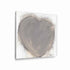 Crazy, Messy, Beautiful Life art print: a large taupe-gray heart with loose, painterly brushstrokes and a charcoal outline with drips running down, on a white canvas, printed on brushed aluminum