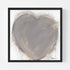 Crazy, Messy, Beautiful Life art print: a large taupe-gray heart with loose, painterly brushstrokes and a charcoal outline with drips running down, on a white canvas, in a black frame