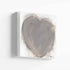 Crazy, Messy, Beautiful Life art print: a large taupe-gray heart with loose, painterly brushstrokes and a charcoal outline with drips running down, on a white canvas, printed on stretched canvas