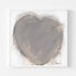 Crazy, Messy, Beautiful Life art print: a large taupe-gray heart with loose, painterly brushstrokes and a charcoal outline with drips running down, on a white canvas, in a white frame