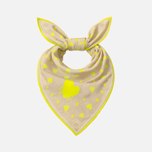 Drippy heart beige bandana in 100% cotton - Shop women's cute cotton bandanas by Kerri Rosenthal