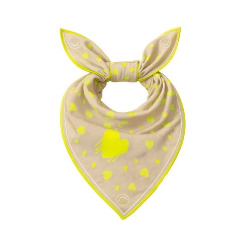 Drippy heart beige bandana in 100% cotton - Shop women's cute cotton bandanas by Kerri Rosenthal