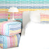 Vibrant colorful Bibliotheque rainbow multi stripe floor block ottoman throw pillow and wall paper - Home Decor by Kerri Rosenthal