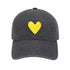 KR Imperfect heart coal baseball cap hat with yellow heart patch made from 100% cotton and adjustable strap - Shop heart baseball caps by Kerri Rosenthal