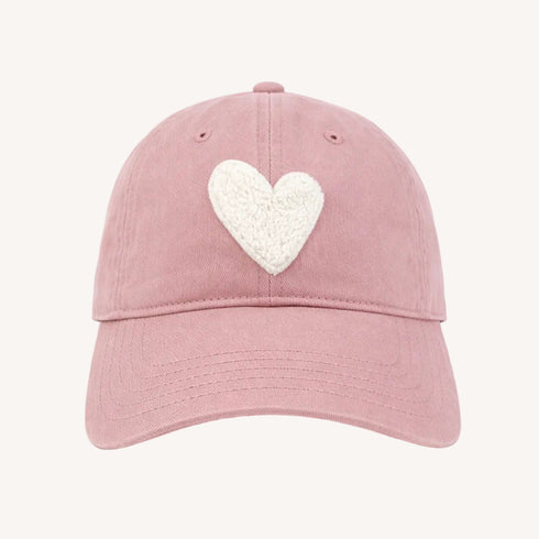 KR Imperfect chenille heart mauve baseball cap hat in 100% cotton with adjustable strap - Shop women's baseball cap hats by Kerri Rosenthal