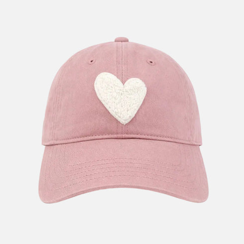 KR Imperfect chenille heart mauve baseball cap hat in 100% cotton with adjustable strap - Shop women's baseball cap hats by Kerri Rosenthal