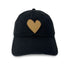 KR Imperfect heart black baseball cap hat with brown heart patch made from 100% cotton and adjustable strap - Shop Cute heart baseball caps by Kerri Rosenthal