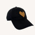 KR Imperfect heart black baseball cap hat with brown heart patch made from 100% cotton and adjustable strap - Shop Cute heart baseball caps by Kerri Rosenthal