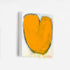 Love Note 1 art print: a bold orange heart with a rounded, tulip-like shape and a dark charcoal outline with paint drips running down, on an off-white background, printed on stretched canvas