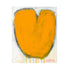 Love Note 1 art print: a bold orange heart with a rounded, tulip-like shape and a dark charcoal outline with paint drips running down, on an off-white background, shown as an unframed print