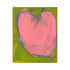 Love Note 3 art print: a pink heart with a gray-blue outline on an olive-green background, shown as an unframed print