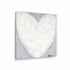Morning My Love art print of a textured white heart filled with small white hearts on a gray background, printed on brushed aluminum