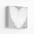 Morning My Love art print of a textured white heart filled with small white hearts on a gray background, printed on stretched canvas