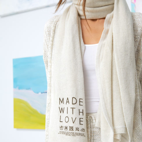 KR 100% featherweight cashmere wrap scarf natural off white - designer fashion wraps scarves by Kerri Rosenthal