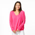 Camille V Neck 100% Cashmere Sweater hot pink - designer fashion sweaters - Spring 2024