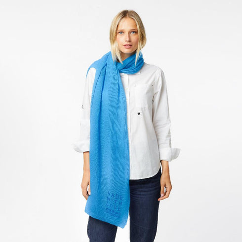 KR 100% featherweight cashmere wrap scarf bright lightening blue - designer fashion wraps scarves by Kerri Rosenthal