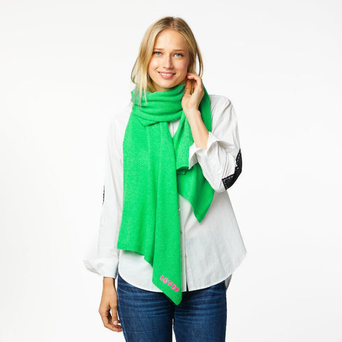 KR 100% featherweight cashmere wrap scarf bright parrot green - designer fashion wraps scarves by Kerri Rosenthal
