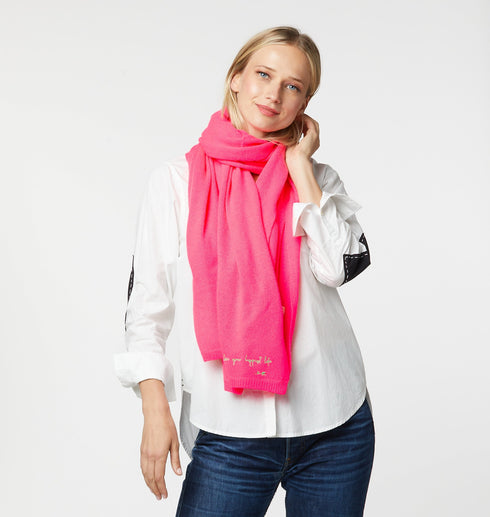 KR 100% featherweight cashmere wrap scarf bright neon hot pink - designer fashion wraps scarves by Kerri Rosenthal