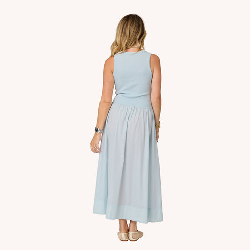 KR Tank light blue sleeveless dress in 100% cotton - Shop women’s cute maxi dresses by Kerri Rosenthal