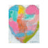 Wish Upon a Heart art print: a heart of soft patches of sky blue, teal, sunshine yellow, hot pink and coral with a lime-green stroke along one edge and a scribbled gray outline, signed Kerri, shown as an unframed print