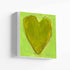 You Are My Person art print: an olive-yellow heart with a pencil outline on a bright lime-green background, with "You Are My Person" hand-written below it in pencil, printed on stretched canvas