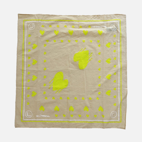 Drippy heart beige bandana in 100% cotton - Shop women's cute cotton bandanas by Kerri Rosenthal
