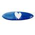 Painterly blue surfboard with heart art, handmade in USA by kerri rosenthal