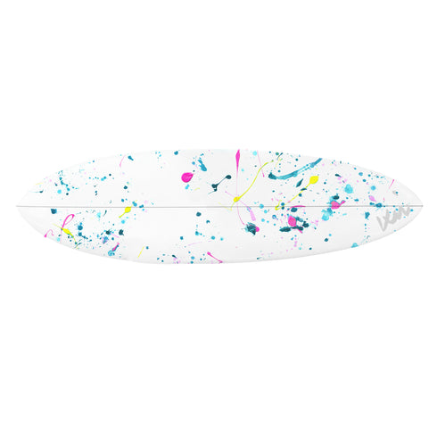 The Dropcloth Azure Surfboard is a perfect combination of surf performance and artistic expression for beach homes or modern interiors.