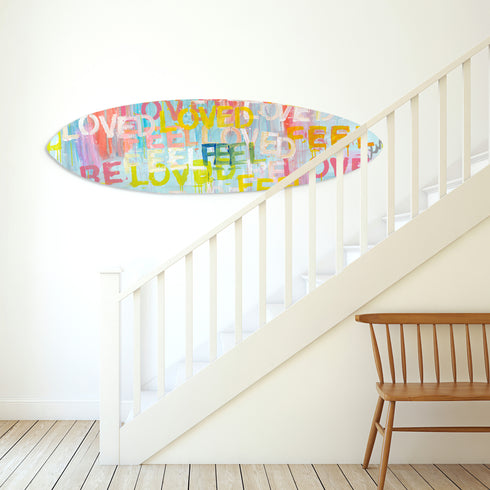 Colorful surfboard wall art for surfing and coastal home decor by Kerri Rosenthal