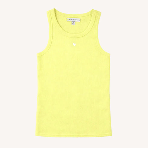 KR cotton blend ribbed yellow tank top with embroidered Imperfect heart - Cute women's tank tops by Kerri Rosenthal