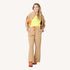 KR cotton blend ribbed yellow tank top with camel sweatshirt and sweatpant by Kerri Rosenthal