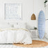 Abstract custom indigo blue jayney wall decorative painted surfboard by kerri Rosenthal