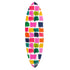 The Color My Universe Surfboard by Kerri Rosenthal features a vibrant, multicolored design and is both surf-ready and perfect for artistic wall display.