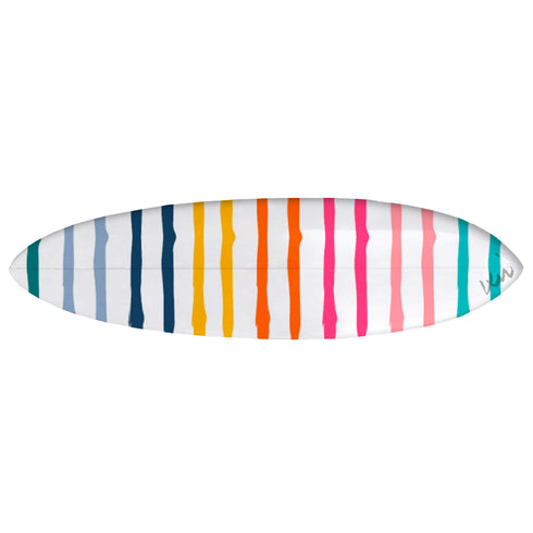 Use this striped surfboard as a surfable piece of decor or a colorful wall-mounted conversation starter.