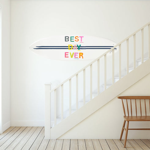 Best Day Ever Surfboard - Cute and Modern colorful multi best day ever painted surfboard by kerri rosenthal
