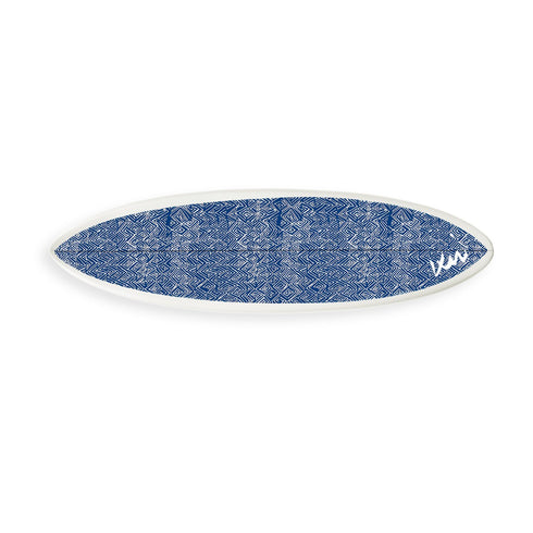Cool blue surfboard art with soft denim finish designs by kerri rosenthal