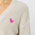 Beige Birch slouchy V neck cardi cardigan with cute tiny pink heart 100% cotton cardigans by Kerri Rosenthal