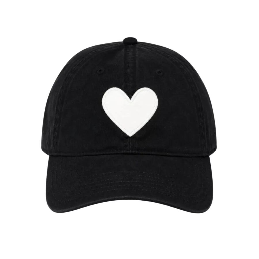 KR baseball heart patch black white cap hat 100% cotton - cute baseball caps by Kerri Rosenthal