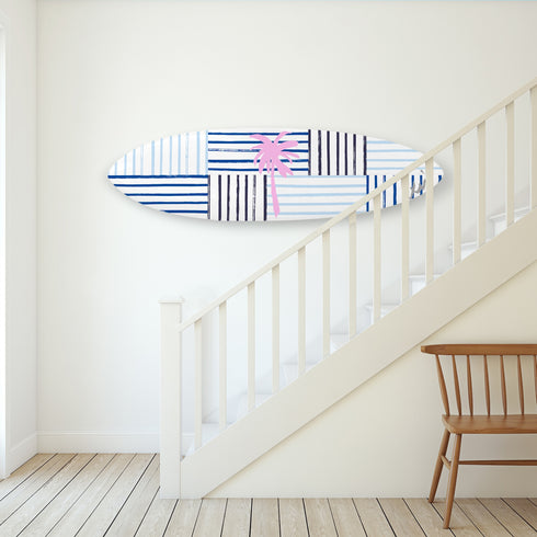 Decorative surfboard with drippy palm detail by Kerri Rosenthal